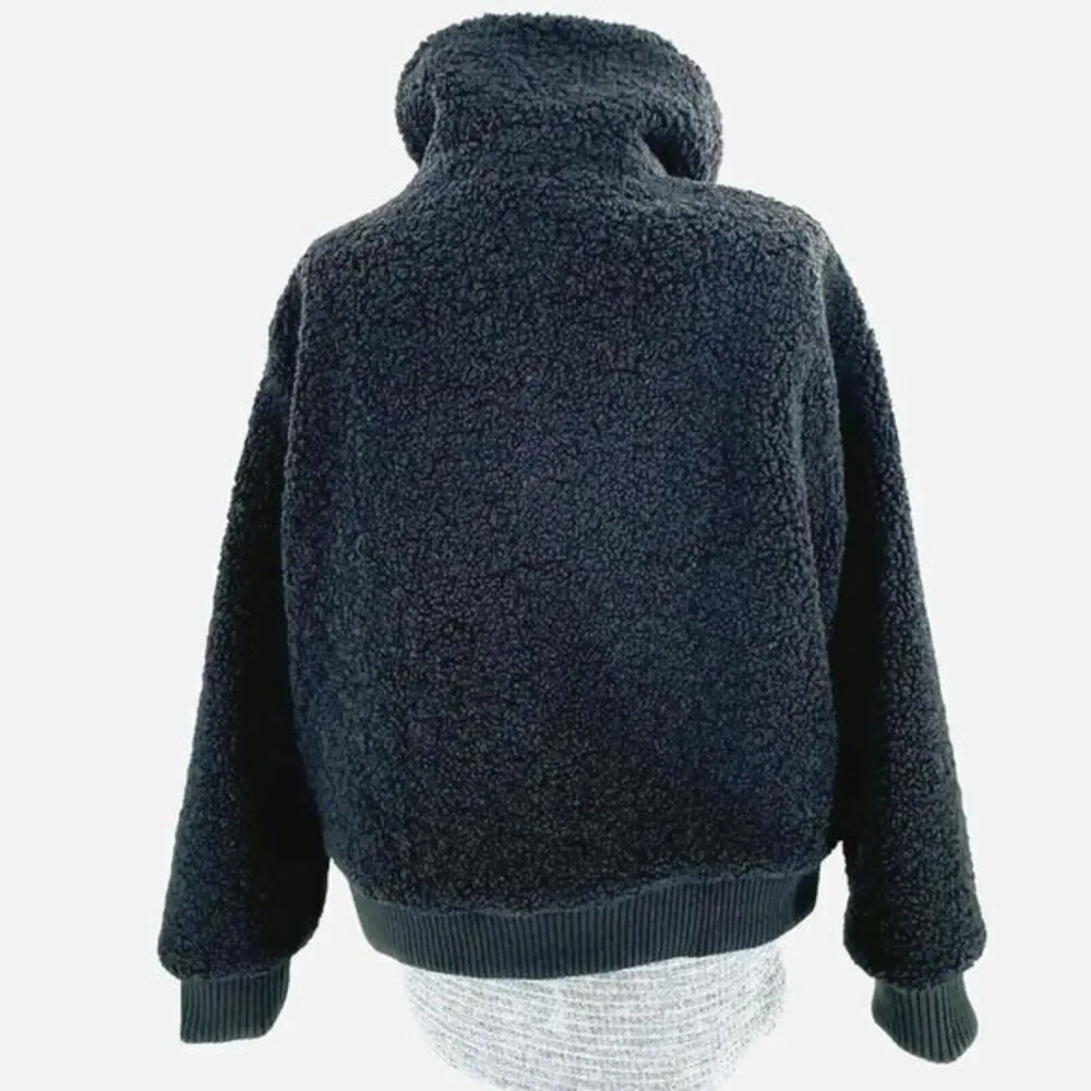 Banana Republic Heavy‎ Sherpa Bomber Jacket Black Mock Collar Lined  Womens XL